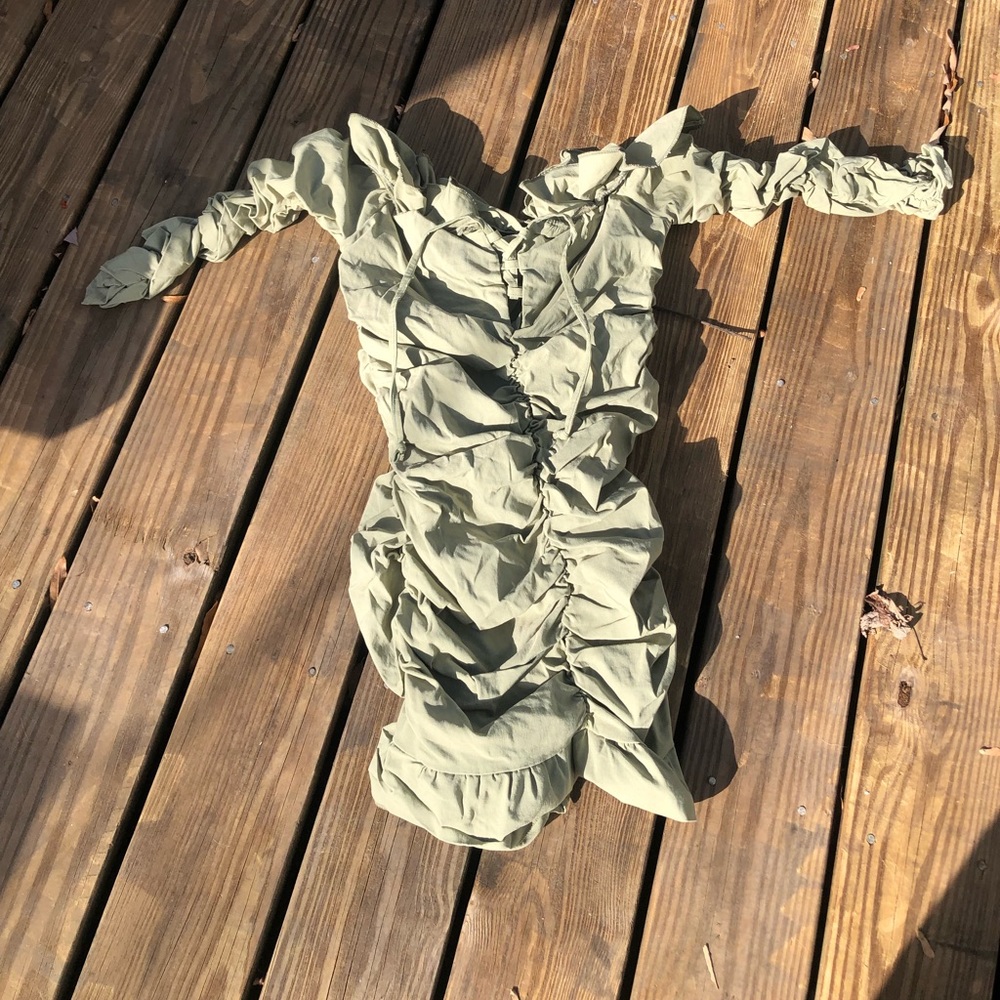 Pretty Little Thing Scrunch Dress Sage Green